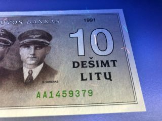 LITHUANIA 10 Litu (1991) Litas UNC banknote Seria AA 7