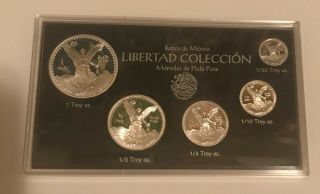 1995 Mexico Proof Silver Libertad - 5 Coin Set - 1,  1/2,  1/4,  1/10,  1/20 Oz.  Rare
