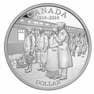 Canada 2014 Proof Silver Dollar 100th Anniversary Of Wwi Declaration Tax Exempt