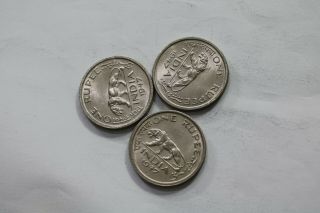 India British 1 Rupee 1947 - Bengala Tiger 3 Coins In B10 Swy16