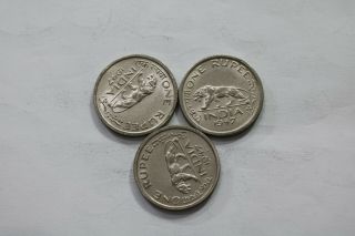 India British 1 Rupee 1947 - Bengala Tiger 3 Coins In B10 Swy17
