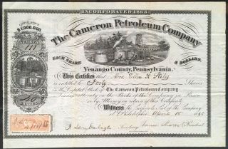 Cameron Petroleum Company Stock 1865.  Venango County,  Pennsylvania.