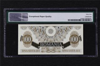 1947 Romania Banca Nationala 100 Lei Pick 67a PMG 65 EPQ Gem UNC 2