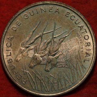 Uncirculated 1985 Equatorial Guinea 25 Francs Foreign Coin