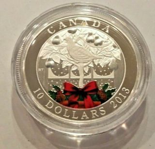 2013 Canada Partridge In A Pear Tree $10 Silver Coin Winter Scene W/ Box &