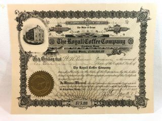 Antique Stock Certificate The Royall Coffee Company Corsicana Texas 1920