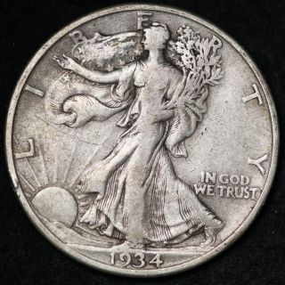 Xf 1934 D Walking Liberty Silver Half Dollar