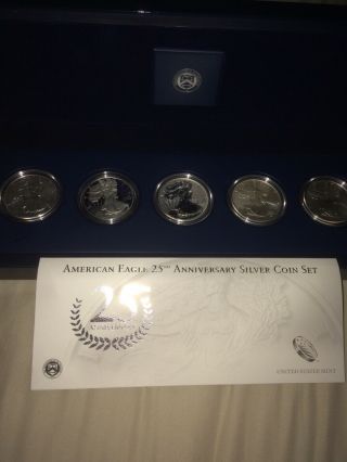 2011 American Silver Eagle 25th Anniversary 5 Coin Set &