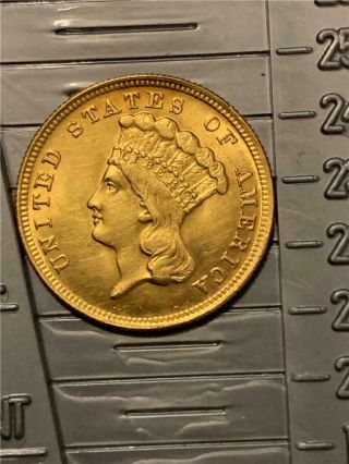 1874 $3 Gold Indian Princess Pre - 1933 U.  S.  Gold Coin