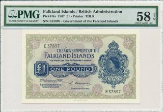 Government Of The Falkland Islands Falkland Islands 1 Pound 1967 Pmg 58epq