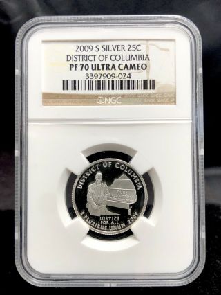 2009 - S 25c Proof Silver District Of Columbia Quarter Ngc Pf70 (1606)