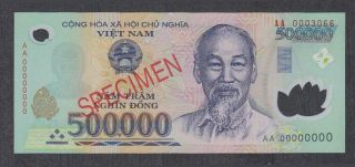 Vietnam 500000 Dong Polymer Specimen Banknote P - 124s Unc