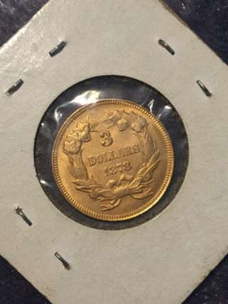 1878 $3 Gold Indian Princess Three Dollar