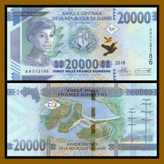 Guinea 20000 (20,  000) Francs,  2018 P - Pigeons Hydroelectric Dam In Kaleta Unc