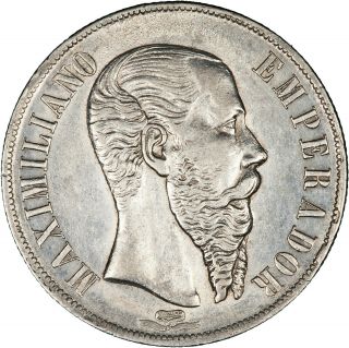 Mexico (empire Of Maximilian) 1866 Peso Lustrous About Unc,  Gorgeous