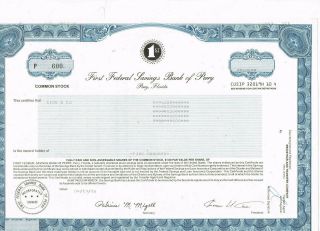 First Federal Savings Bank Of Perry,  Florida,  1988,  Vf,