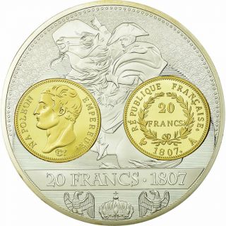 [ 711137] France,  Medal,  Histoire De La Monnaie Française,  20 Francs.  1807