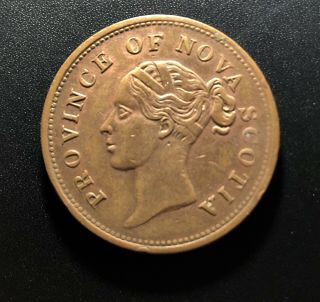 Canada Nova Scotia 1843 Penny Token: Victoria - - Breton 873