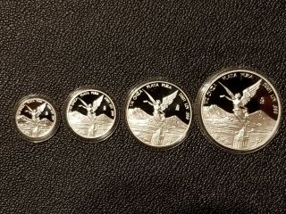 2001 Mexico Silver 4 - Coin Libertad Proof Set - Key Date 1000 Minted - Very Rare
