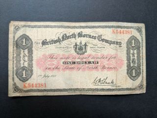 British North Borneo $1 Dollar (1940) P29 Very Scarce
