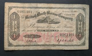 British North Borneo:p - 28,  1 Dollar,  1936 Mount Kinabalu Very Scarce
