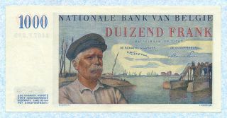 BELGIUM 1000 Francs 1951 P131 AU/UNC 2