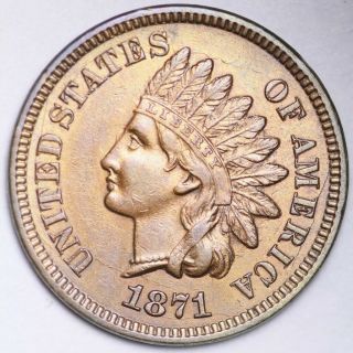 1871 Indian Head Small Cent Choice Bu E128 Ahtx