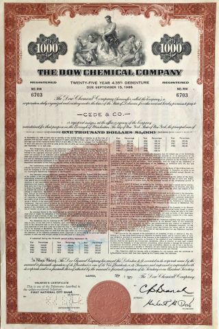 The Dow Chemical Company $1,  000 Bond Certificate