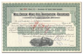 Mill Creek And Mine Hill Navigation And Railroad Company Stock Certificate