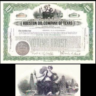 Houston Oil Company Of Texas Tx 1930 Stock Certificate