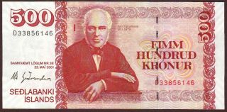 Iceland 500 Kronur 2001 Unc