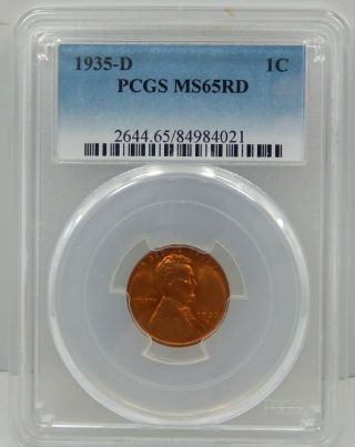 1935 D Lincoln Head Cent - Pcgs Certified Ms 65 Rd