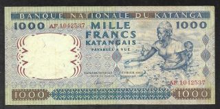 Katanga - Scarce 1000 Francs Note - 1962 - P14 - Vf