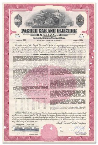 Pacific Gas And Electric Company Bond Certificate