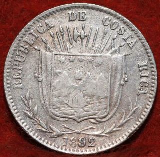 1892 Costa Rica 10 Centavos Silver Foreign Coin