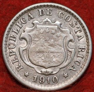 1910 Costa Rica 10 Centavos Silver Foreign Coin