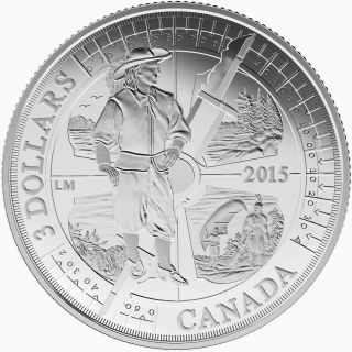 2015 $3 Fine Silver Coin - 400th Anniversary Of Samuel De Champlain In Huronia