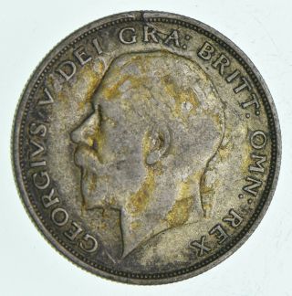 World Coin - 1922 Great Britain 1/2 Crown - World Silver Coin - 14.  1g 766