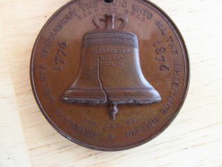 1876 U.  S.  Centennial Medal,  LIBERTY BELL,  PHILDELPHIA INDEPENDENCE HALL & Ribbon 4