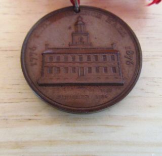 1876 U.  S.  Centennial Medal,  LIBERTY BELL,  PHILDELPHIA INDEPENDENCE HALL & Ribbon 7
