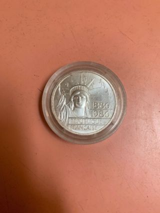 1886 - 1986 100 Franc Statue Of Liberty Centennial " Piedfort Coin " 90 Silver
