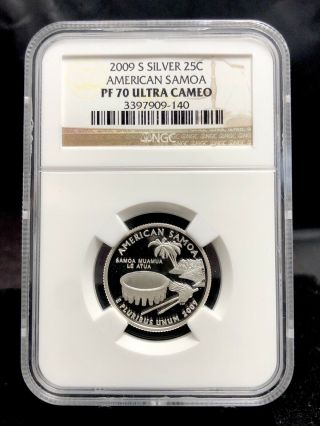 2009 - S 25c Proof Silver American Samoa Quarter Ngc Pf70 (1602)
