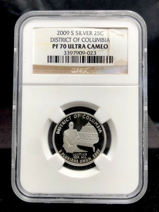 2009 - S 25c Proof Silver District Of Columbia Quarter Ngc Pf70 (1605)