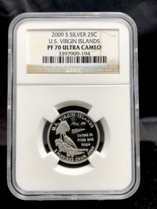 2009 - S 25c Proof Silver U.  S.  Virgin Islands Quarter Ngc Pf70 (1604)