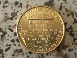 1993 - W Bill of Rights (Madison) $5 UNC Gold Commemorative 3