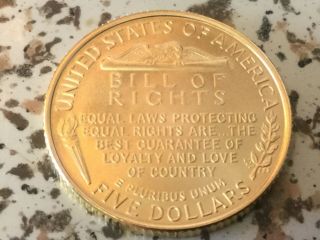 1993 - W Bill of Rights (Madison) $5 UNC Gold Commemorative 4