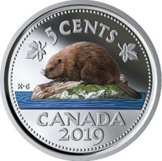 2019 Canada Paint Fine Silver Nickel Graded As Proof From Set
