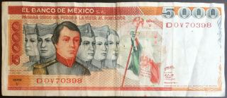Mexico 1980 $5000 Pesos Cadets Serie V (d0v70398) Note