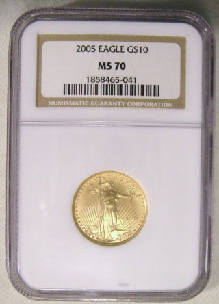 2005 1/4 Oz Gold American Eagle Ngc Ms - 70
