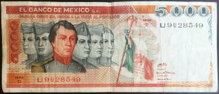 Mexico 1980 $5000 Pesos Cadets Serie D (u9u28549) Note